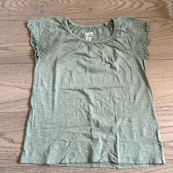 Osh Kosh B’Gosh Girls Eyelet TShirt in Green Size 10/10A - Picture 1 of 3